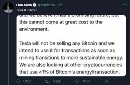 Imagen de un Tweet de Elon Musk.