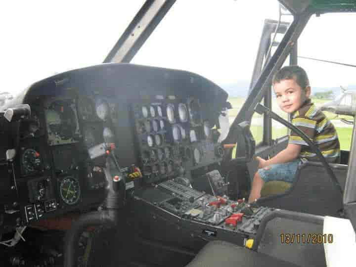 David Hurtado en un helicóptero